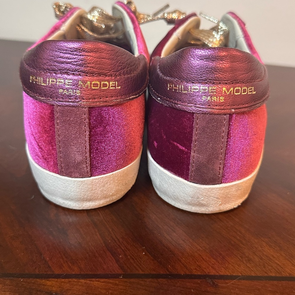 Philippe Model Purple and Gold Velvet Sneakers PRSX - Picture 3 of 7